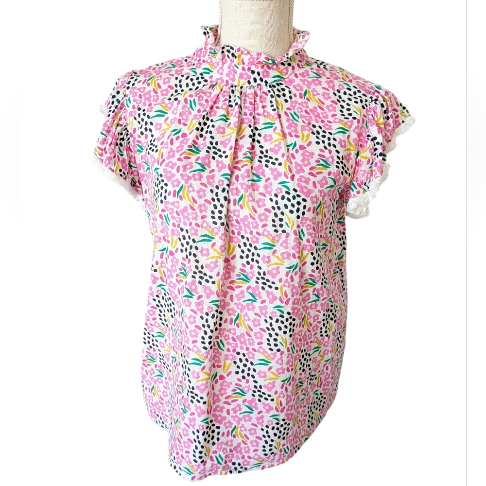 THML Top Women's S Multicolor Colorful Short Sleeve‎ Boho